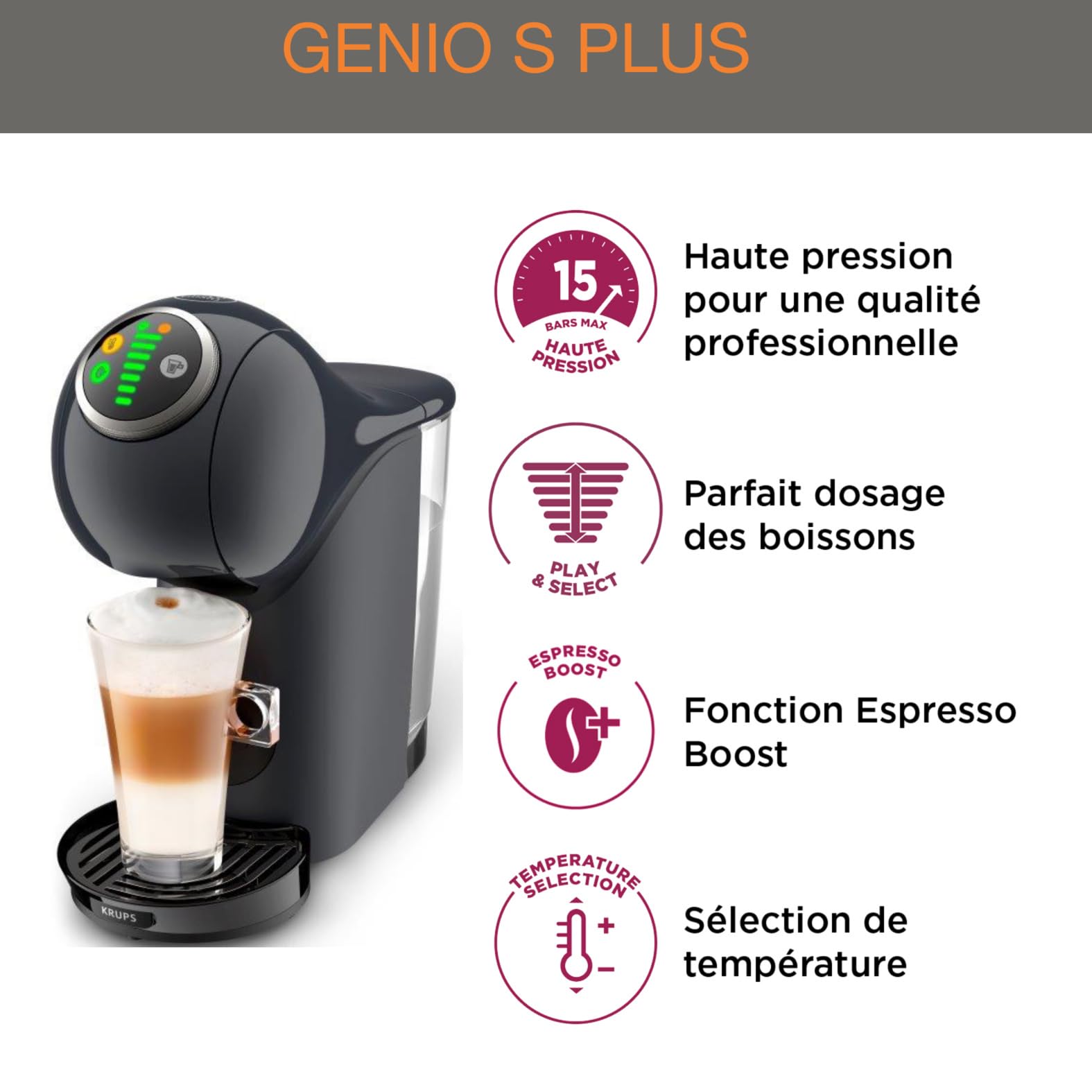 Machine à Café Genio S Plus Gris KP340B10 – Fonction XL | Valerix