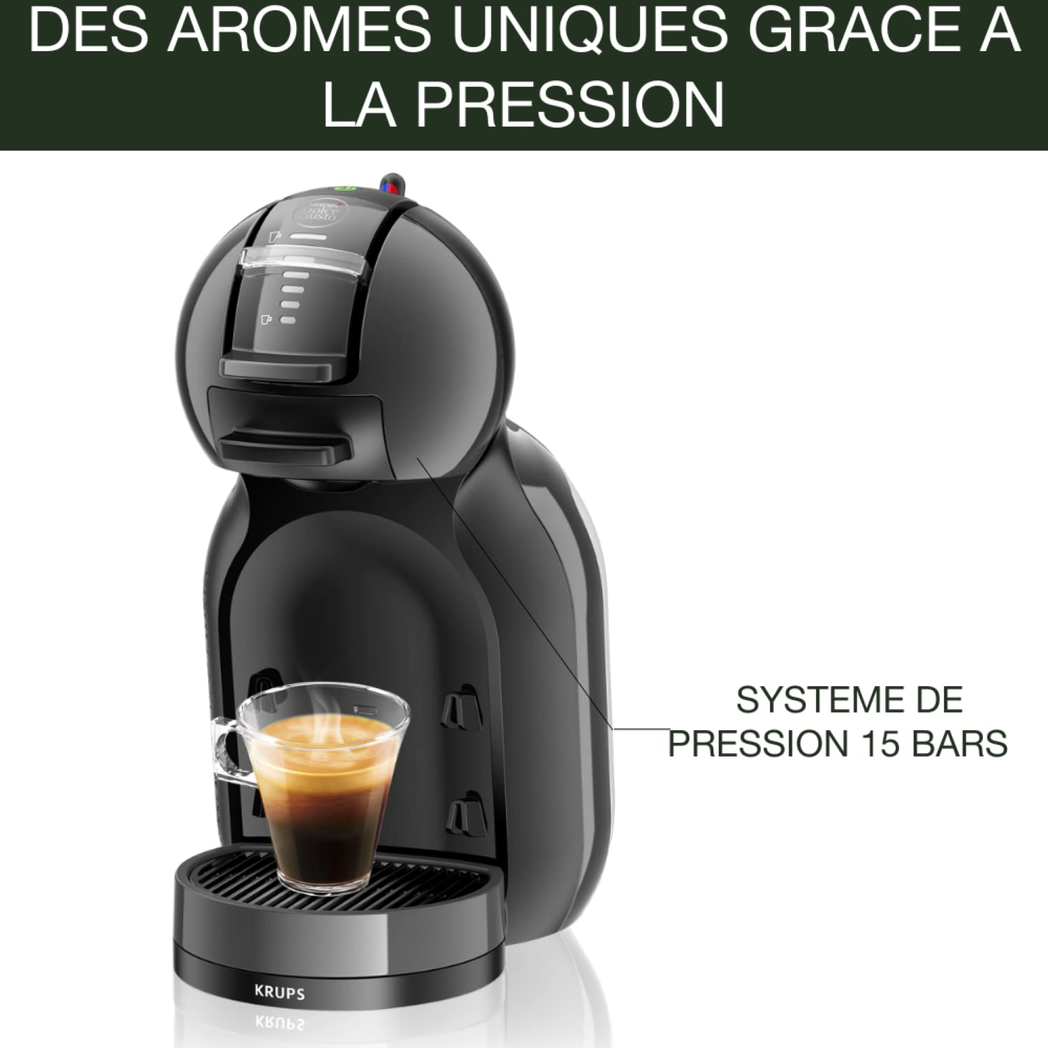 Machine à Café Mini Me Noir/Gris YY1500FD – 15 Bars | Valerix